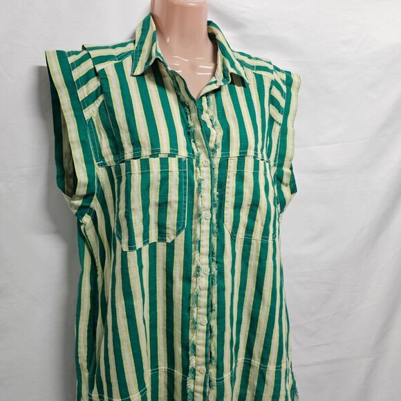 We the Free Stripe Button Up Tunic Dress Women Size XS Cotton - Picture 3 of 14
